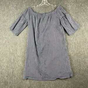 Madewell Off-the-Shoulder Bell-Sleeve Dress in Blue Deep Navy Size 4 EUC